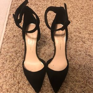 Black, pointy toe heels